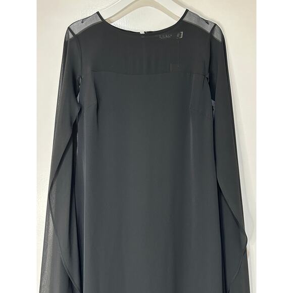 Lauren Ralph Lauren Cape Georgette Gown Black Size 6 NWT Elegant Glamorous - Picture 6 of 16